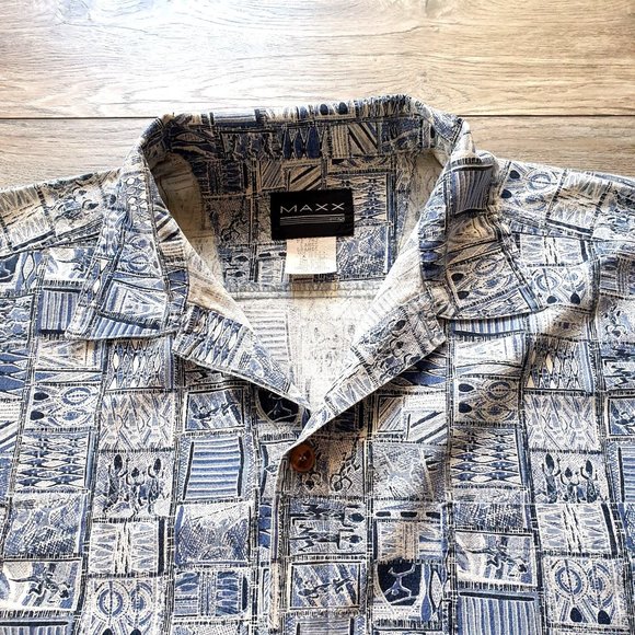 Maxx FM Mens L Short Sleeve Shirt Hawaiian Vacation Beach Pool Relax - Picture 1 of 10